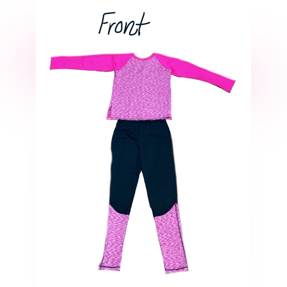 Girls 2 piece Rainbeau outfit, size xl. Pink and black
